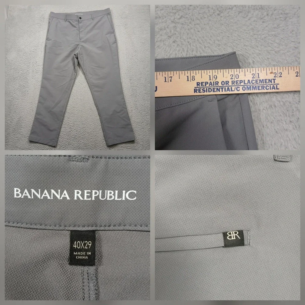 Banana Republic Tech Pants Men 40x29‎ Gray Performance Golf Stretch